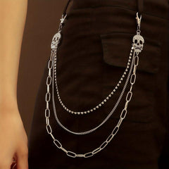 Men's Pants Chain Skull Hip Hop Layered Decoration Waist Belt Accessories