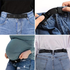 Women's Elastic No Buckle Belt Solid Casual Invisible Jeans Belt Stretch