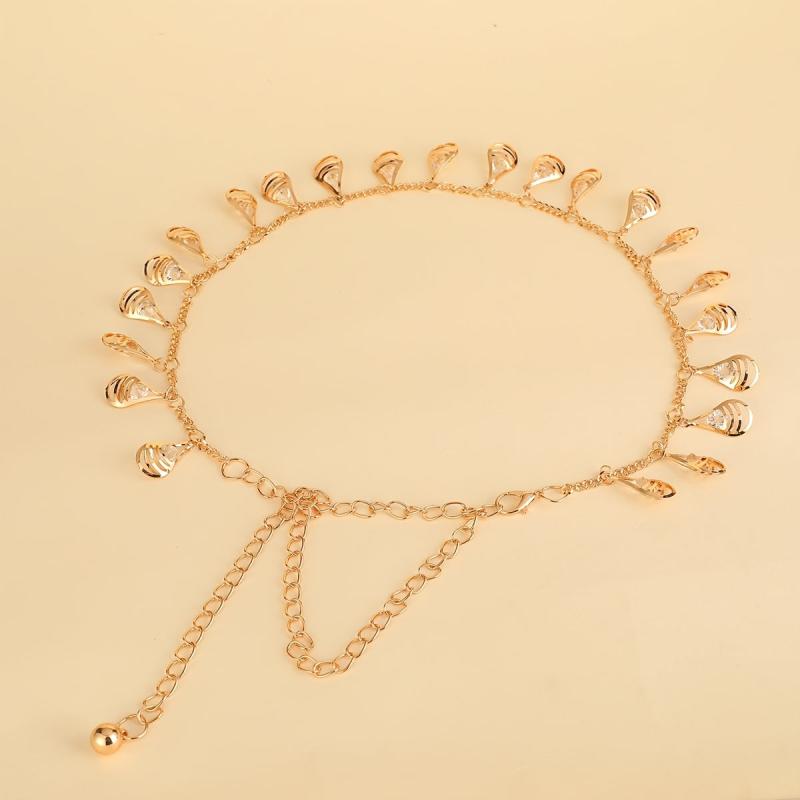 Women's Tassel Chain Belt Skinny Elastic Stretchy Waistband For Dress