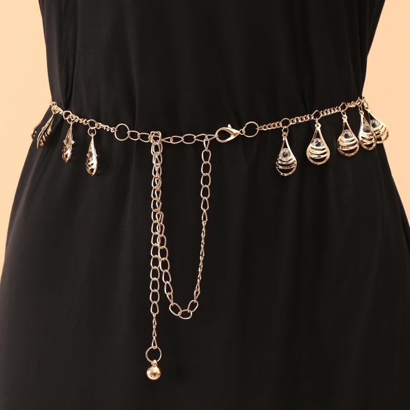 Women's Tassel Chain Belt Skinny Elastic Stretchy Waistband For Dress
