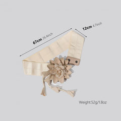 Flower Tassel Wide Belt Khaki Elastic Vintage PU Leather Coat Girdle