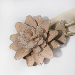 Flower Tassel Wide Belt Khaki Elastic Vintage PU Leather Coat Girdle