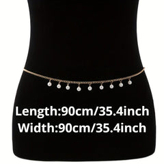 Faux Pearl Pendant Waist Chain Golden Silver Metal Belly Chain