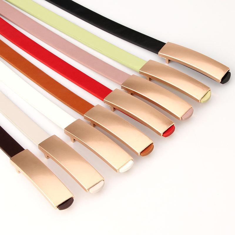 Metal Buckle Thin Belt Unisex Casual Waistband Stylish Jeans Belt