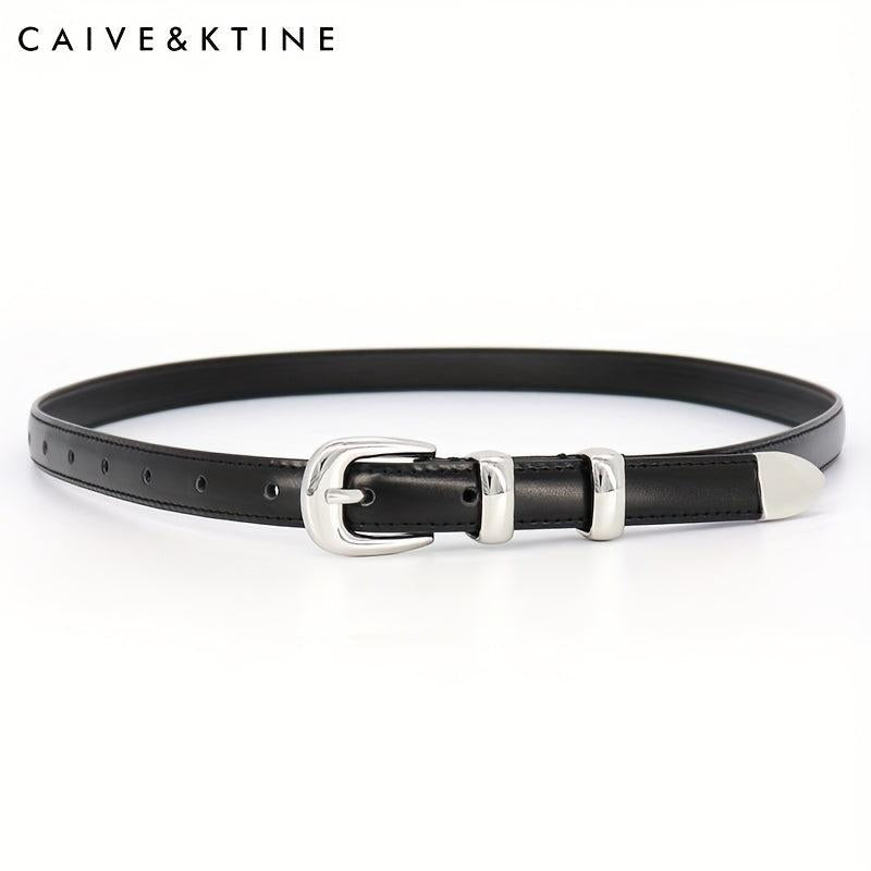 Women's Oval Pin Buckle Belt Casual Thin Leather Belt Solid Jeans Pants Belt