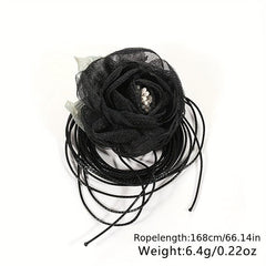 Mesh Flower Sash Belt Lace Up Wax Rope Waist Belt Decorative Dress Girdle