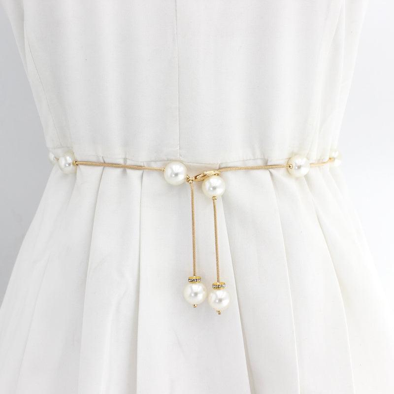 Pearl Belt Thin Waistband Chain Belt For Party Dress & Wedding Dresses