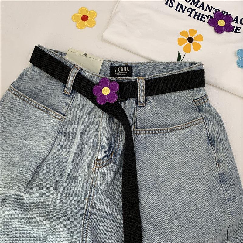 Flower Decor Nylon Waist Belt Waist Rope Belt For Pants Dress Jeans Classic
