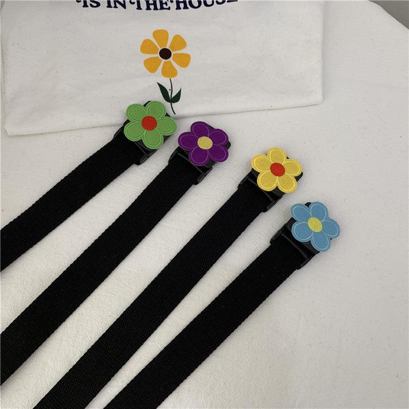 Flower Decor Nylon Waist Belt Waist Rope Belt For Pants Dress Jeans Classic