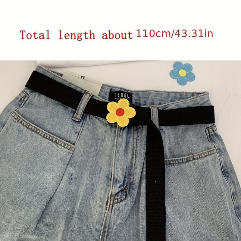 Flower Decor Nylon Waist Belt Waist Rope Belt For Pants Dress Jeans Classic