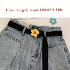 Flower Decor Nylon Waist Belt Waist Rope Belt For Pants Dress Jeans Classic
