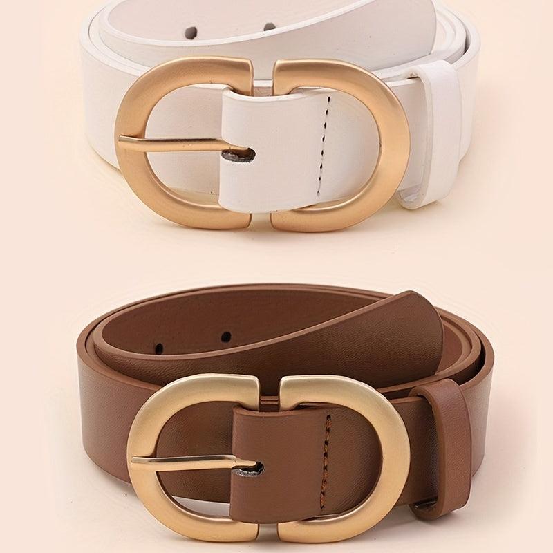 Double D Buckle Belt Classic Solid Casual Jeans Pants Belt For Women