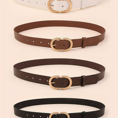 Double D Buckle Belt Classic Solid Casual Jeans Pants Belt For Women