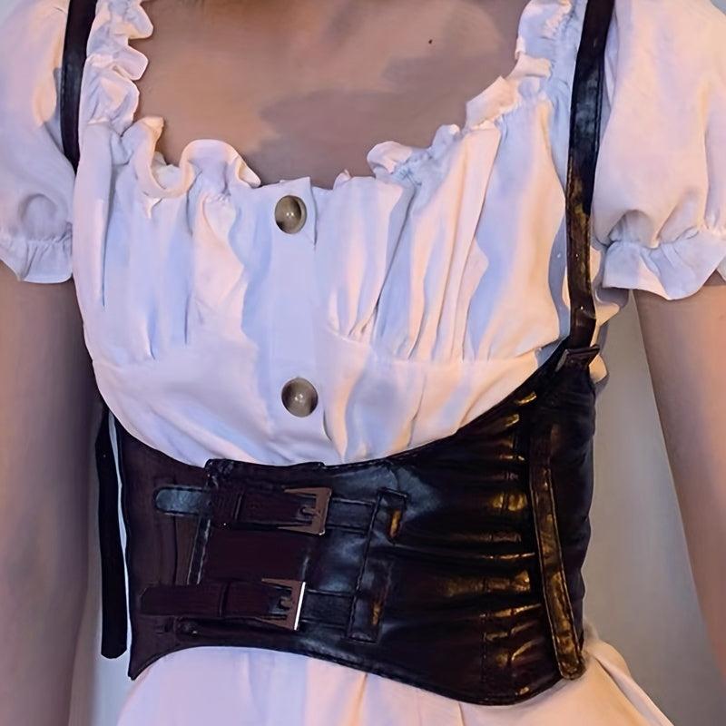 Y2K PU Leather Harness Belt Punk Waist Belt Corset for Women