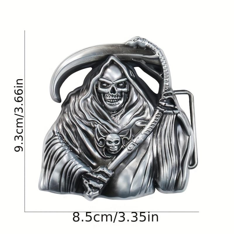 Grim Reaper Skull Belt Buckle Metal Western Cowboy Jeans Accessories