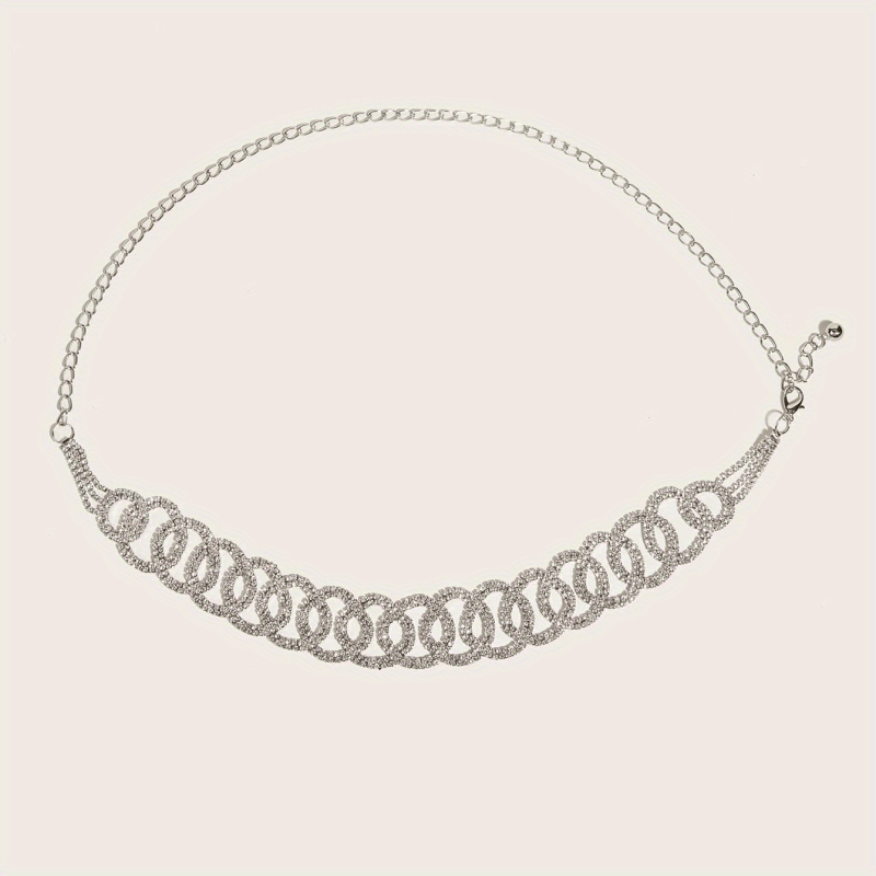 Golden Rhinestone Circle Decor Belt Double Circle Waist Chains
