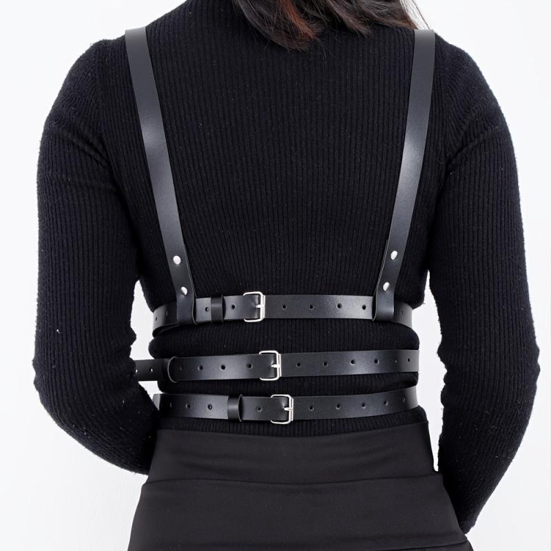 Women's PU Leather Harness Belt Gothic Body Chain Waist Belt