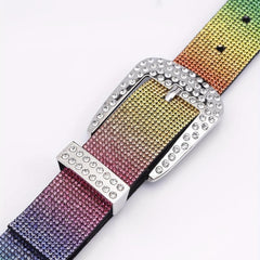Colorful Rhinestone Belt PU Leather Y2K Hip Hop Jeans Pants Belt