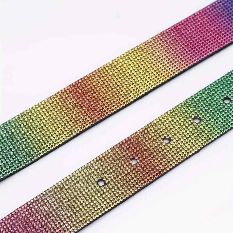 Colorful Rhinestone Belt PU Leather Y2K Hip Hop Jeans Pants Belt