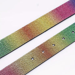 Colorful Rhinestone Belt PU Leather Y2K Hip Hop Jeans Pants Belt