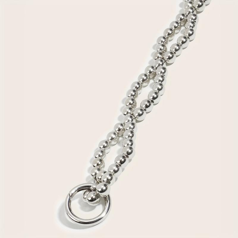 Silvery Beaded Waist Chain Classic Metal Belt Dress Girdle Body Jewelry Women