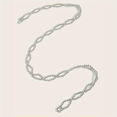 Silvery Beaded Waist Chain Classic Metal Belt Dress Girdle Body Jewelry Women