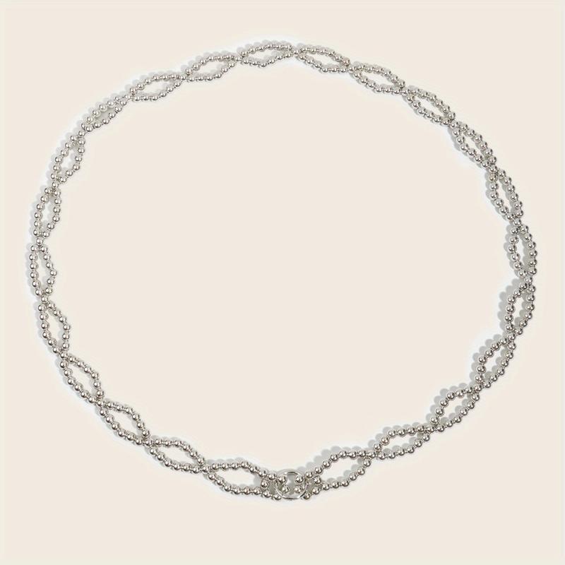 Silvery Beaded Waist Chain Classic Metal Belt Dress Girdle Body Jewelry Women