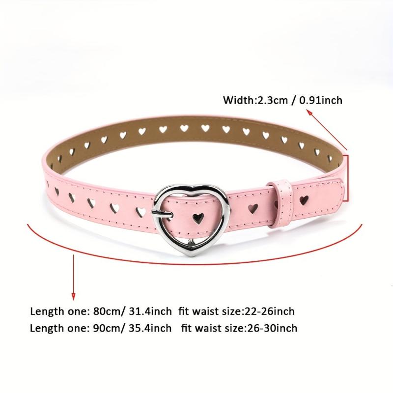 Heart Buckle Belt Hollow Out PU Waist Belts for Women