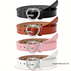 Heart Buckle Belt Hollow Out PU Waist Belts for Women