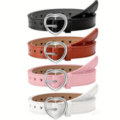 Heart Buckle Belt Hollow Out PU Waist Belts for Women