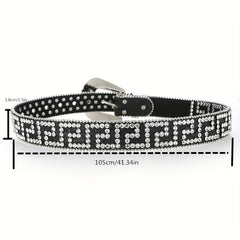 Geometric G Rhinestone PU Belt Hip Hop Jeans Pants Belts