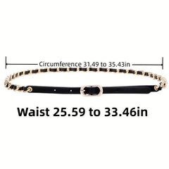 Braided Chain Belt Thin Oval Buckle Casual Belt Girdle Women Dress Belts