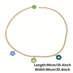 Flower Pendant Waist Chain Hollow Out Metal Belly Chain