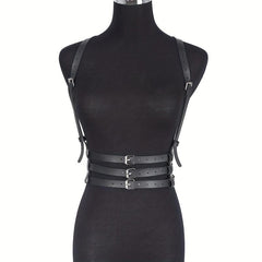 3 Layer Body Harness Belt Gothic PU Leather Rivet Corset Y2K Punk