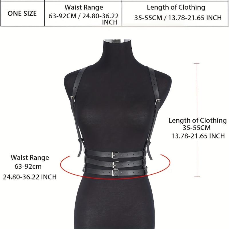 3 Layer Body Harness Belt Gothic PU Leather Rivet Corset Y2K Punk