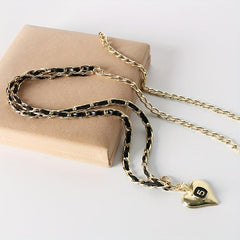 Golden Layered Metal Waist Chain with Peach Heart Pendant