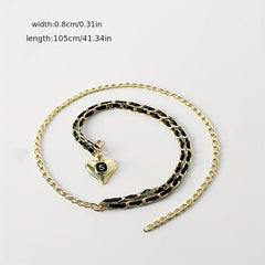 Golden Layered Metal Waist Chain with Peach Heart Pendant