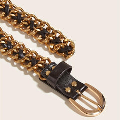 Metal Leather Braided Waist Chain Women Pants Dress Belt