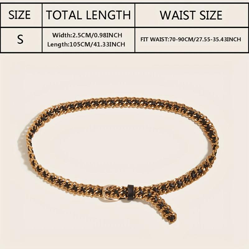 Metal Leather Braided Waist Chain Women Pants Dress Belt