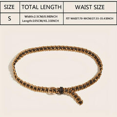 Metal Leather Braided Waist Chain Women Pants Dress Belt
