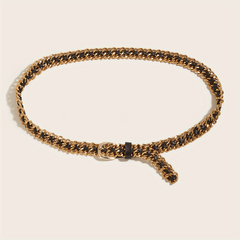 Metal Leather Braided Waist Chain Women Pants Dress Belt