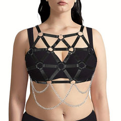 Geometric Hollow Out Harness Bra Gothic Chain Suspenders