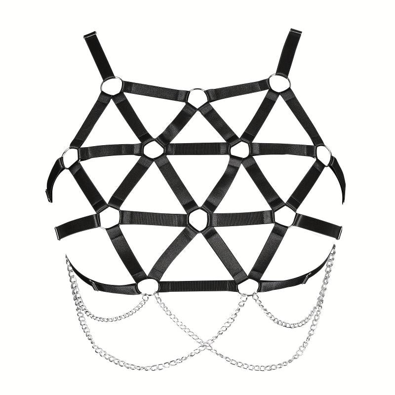 Geometric Hollow Out Harness Bra Gothic Chain Suspenders