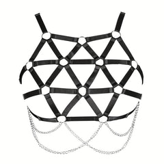 Geometric Hollow Out Harness Bra Gothic Chain Suspenders