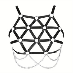 Geometric Hollow Out Harness Bra Gothic Chain Suspenders