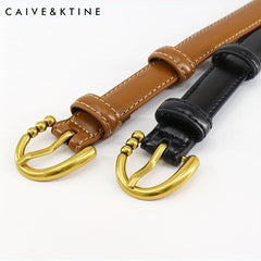 Thin Leather Belt Oval Pin Buckle Solid Jeans Pants Coat Girdle Women