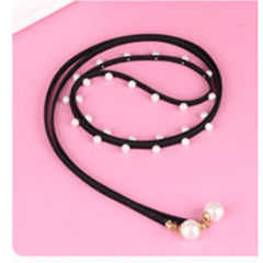 Faux Pearl Decor Thin Belt Lace Up Candy Sash Belt Pendant Waistband