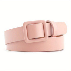 Square Buckle Thin Belts Candy PU Leather Belt Casual Women Dress Accessories