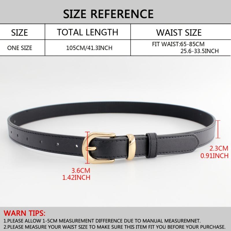 Casual PU Leather Belt with Golden Pin Buckle for Women