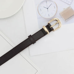 Casual PU Leather Belt with Golden Pin Buckle for Women